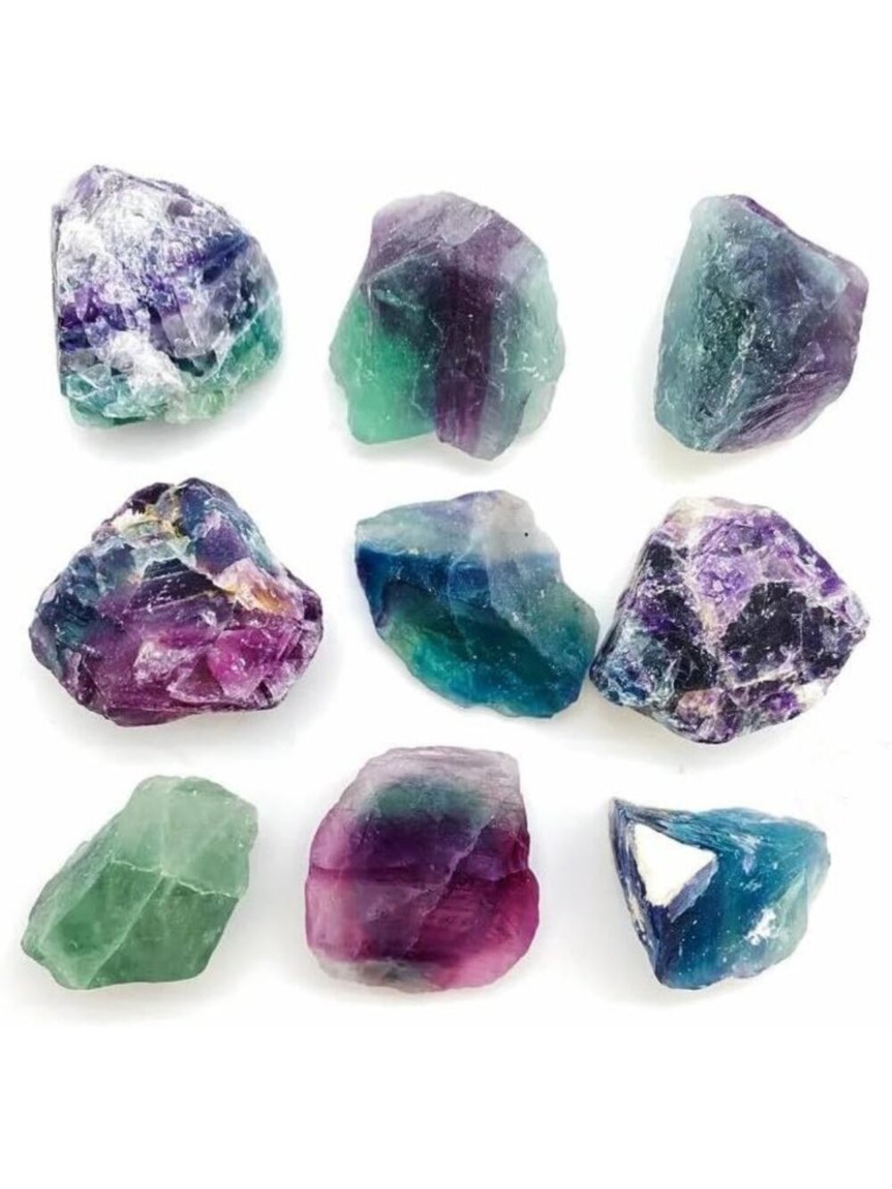 1lb Rainbow Fluorite Rough Crystal - Green Healing Stone for Cabbing & Polishing